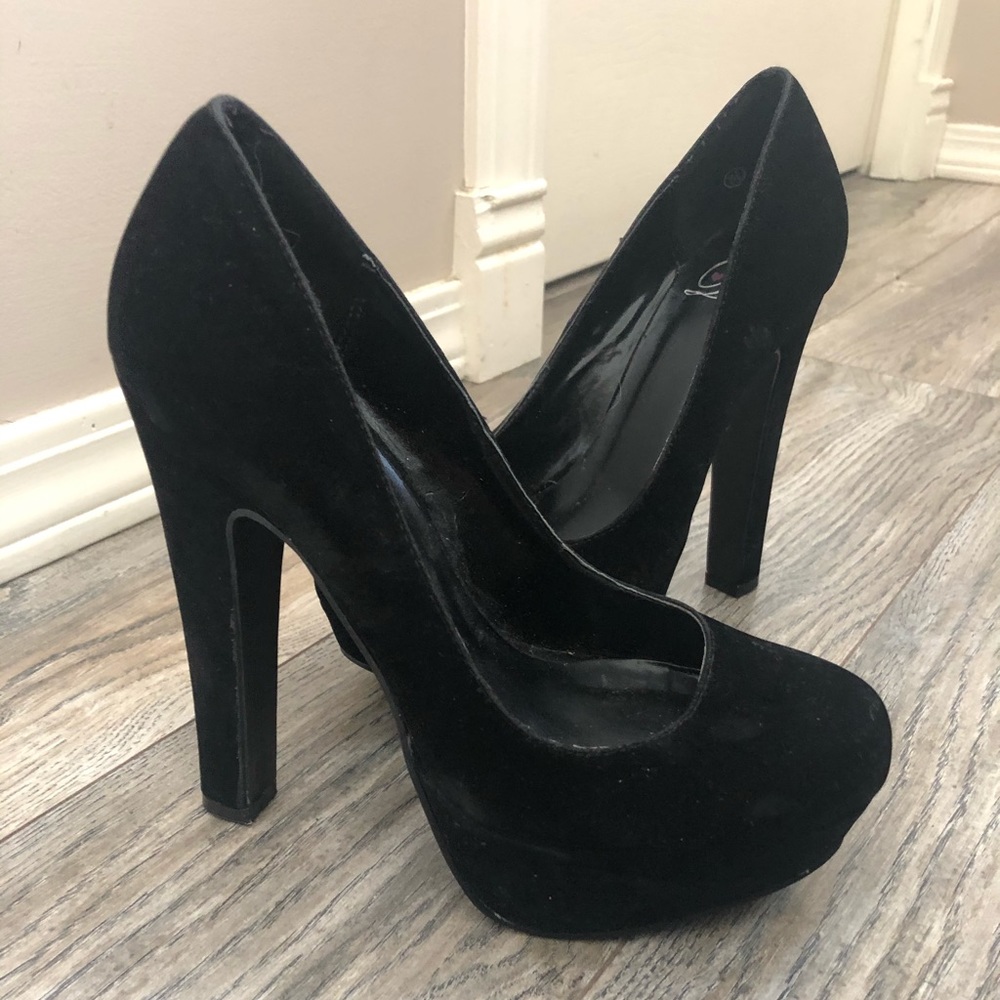 Suede platform heels